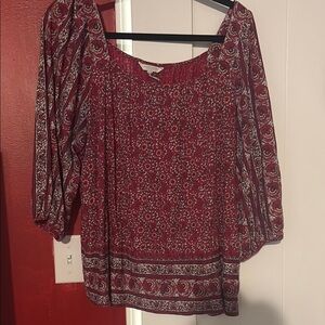 Women's Floral Pink Paisley peasant blouse